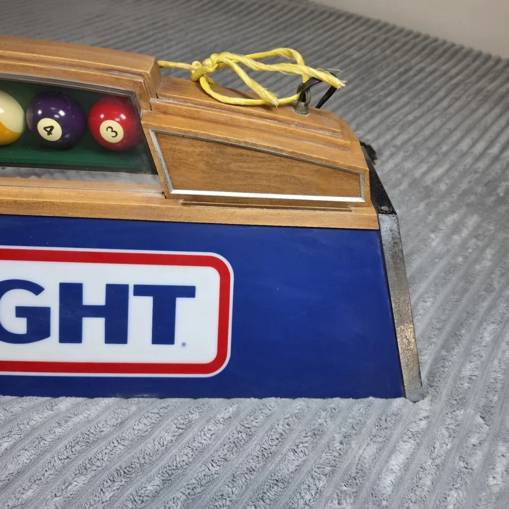 Bud Light Billiards Pool Table Light Blue Wood Grain Vintage 1983 Hanging Lamp